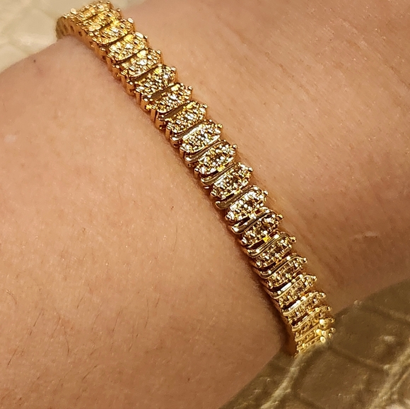 July Birthstone Tennis Bracelet for Women,18K Golden Plated Copper with Zirconia - Picture 6 of 11